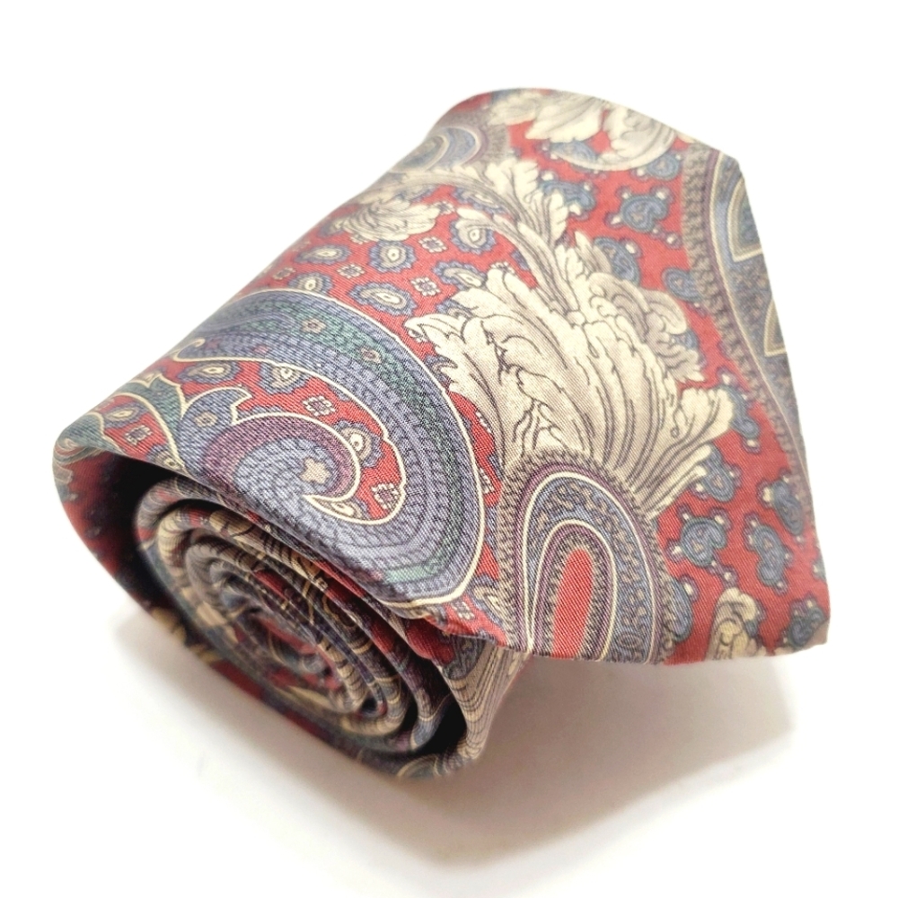 Croft & Barrow Necktie Blue & Pink Paisley Pattern Men's Silk Neck Tie 58x3.75"
